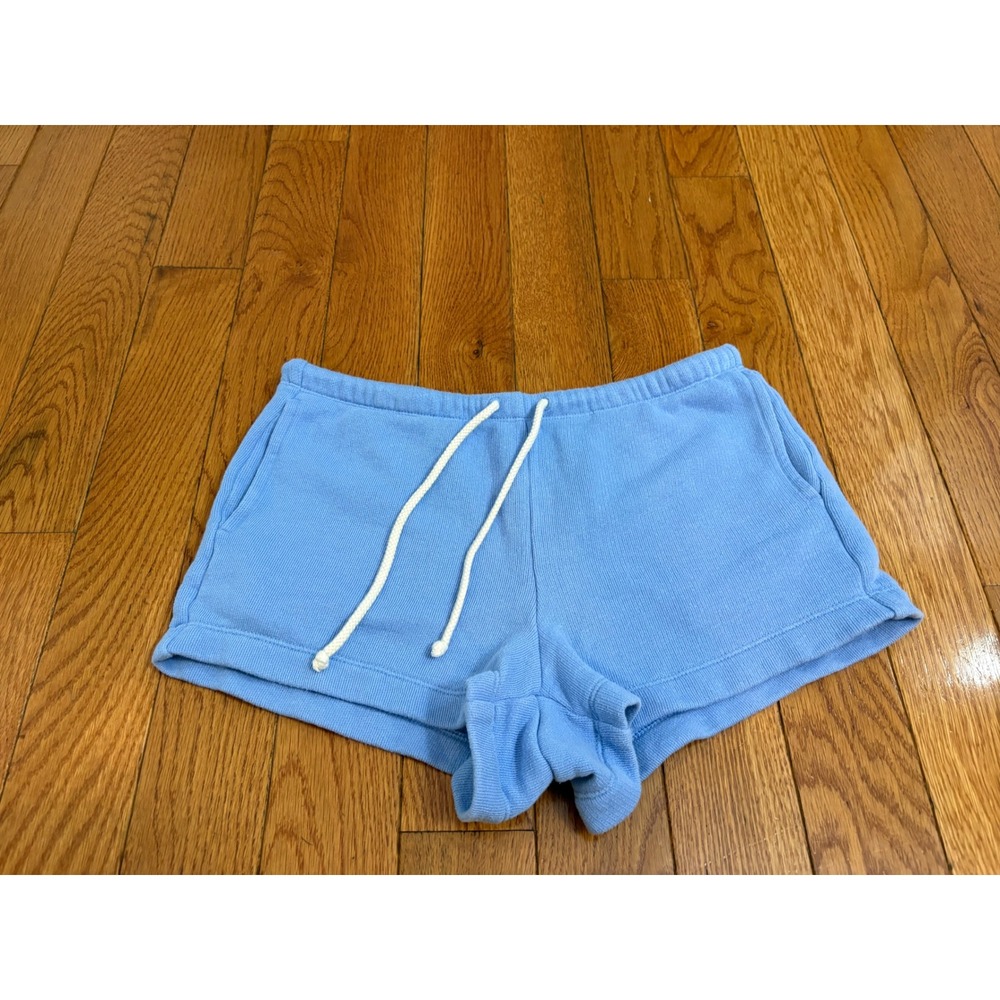 American Eagle Womens Light Blue Ribbed Knit Lounge Shorts Size Small Drawstring